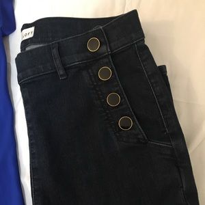 LOFT High Waist Modern Skinny Button Jeans